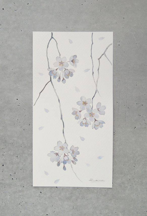 花曇り〉 原画 水彩紙×絵墨 イラスト 雨音のする画廊 通販 15420227