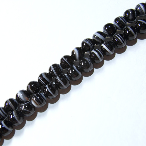 ◇ビーズ◇ブラックサードオニキス 黒縞瑪瑙 8mm 一連約38cm ◇ビーズ◇ブラックサードオニキス 黒縞瑪瑙 8mm 一連約38cm