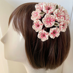 春季限定✴︎ぼかし染め桜の髪飾り《つまみ細工》 5枚目の画像