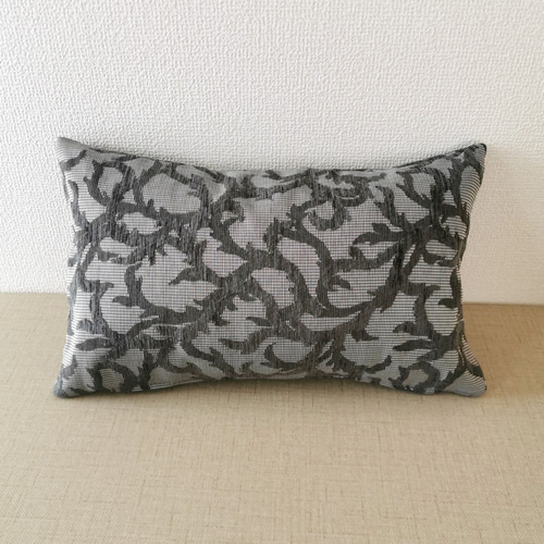 モダンクラシック 草木柄 グレー クッションカバー 40×25