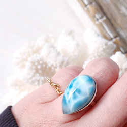 ❁Ocean blue tear larimar ring silver925 約10.5号❁トップクオリティラリマー 6枚目の画像