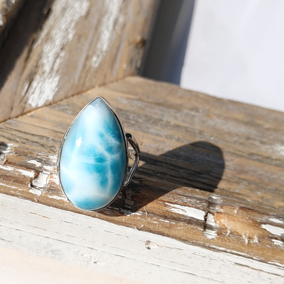 ❁Ocean blue tear larimar ring silver925 約10.5号❁トップクオリティラリマー 12枚目の画像