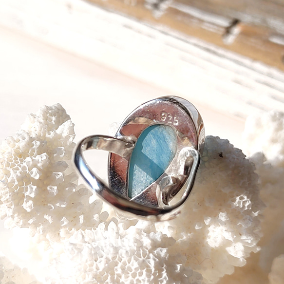 ❁Ocean blue tear larimar ring silver925 約10.5号❁トップクオリティラリマー 14枚目の画像