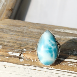 ❁Ocean blue tear larimar ring silver925 約10.5号❁トップクオリティラリマー 11枚目の画像