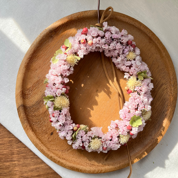 スターチスの小桜リース / ドライフラワー リース スワッグ 春 リース  