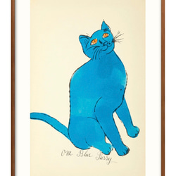 12468□ポスター 絵画 A3サイズ 『猫 ネコ ブルー』 アート イラスト