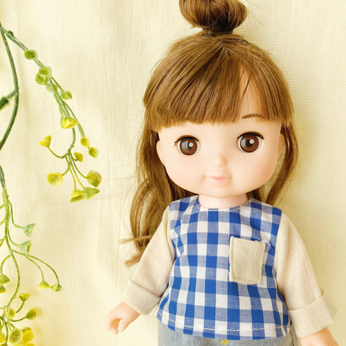 青チェックシャツ＊ドール服 ソランちゃん ソランちゃん服 レミン