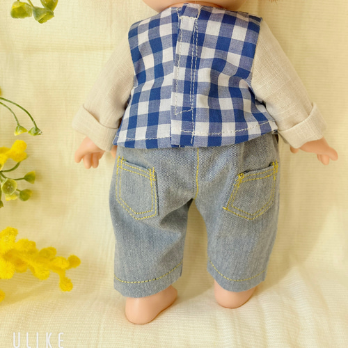 青チェックシャツ＊ドール服 ソランちゃん ソランちゃん服 レミン