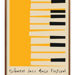10684■ポスター　絵画　A3サイズ　『ジャズ　ピアノ　音楽』　アート　イラスト　デザイン　北欧　マット紙 1枚目の画像
