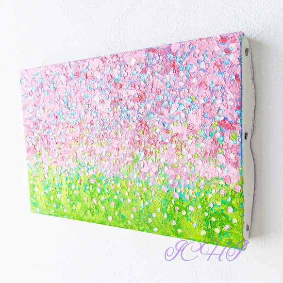 油絵　桜カーテン 2枚目の画像