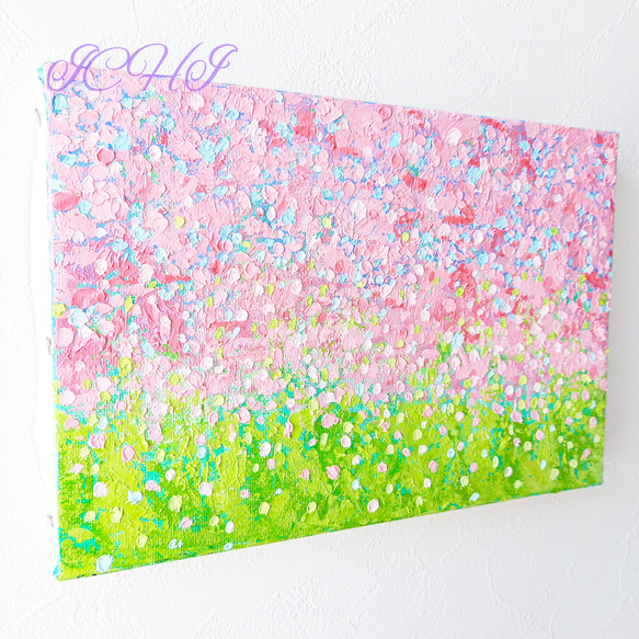 油絵　桜カーテン 3枚目の画像