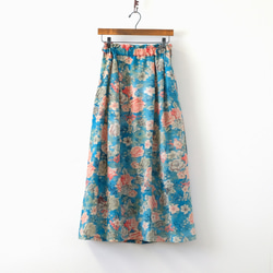 ノスタルジックレーヨンロングスカート（23s-03）ブルー 4枚目の画像