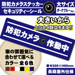 【防犯カメラ作動中ステッカー・大／ブルー横Ver.】 防犯カメラステッカー／セキュリティーシール 1枚目の画像