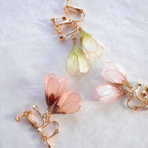 染井吉野の桜イヤリング(ピアス)｜金属アレルギー対応｜ウェディング