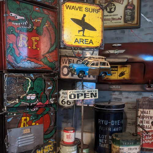 サーフショップ 看板 オープン&クローズ看板 立体式 サインボード 