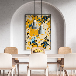 【NO.434】おしゃれな黄色の花柄模様アートポスター☆ナチュラルインテリア可愛いカフェ雑貨A2A1B5B4B3B2B1 3枚目の画像