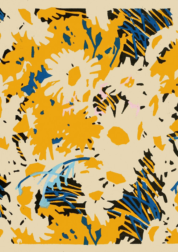 【NO.434】おしゃれな黄色の花柄模様アートポスター☆ナチュラルインテリア可愛いカフェ雑貨A2A1B5B4B3B2B1 2枚目の画像