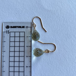 大粒グリーンアメジストの耳飾り 14kgf/sv925 宝石質 ブリオレットカット 2月誕生石 イヤリング変更可能 11枚目の画像