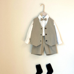 2色展開｜オールシーズン着られる｜コットンリネンの子供服セットアップ｜キッズスーツ｜フォーマルベビー服【送料無料】 4枚目の画像