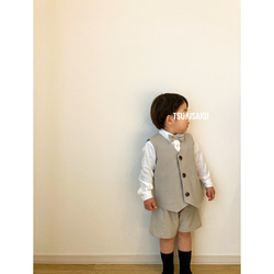 2色展開｜オールシーズン着られる｜コットンリネンの子供服セットアップ｜キッズスーツ｜フォーマルベビー服【送料無料】 12枚目の画像