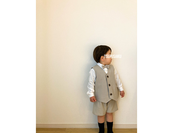 2色展開｜オールシーズン着られる｜コットンリネンの子供服セットアップ｜キッズスーツ｜フォーマルベビー服【送料無料】 12枚目の画像