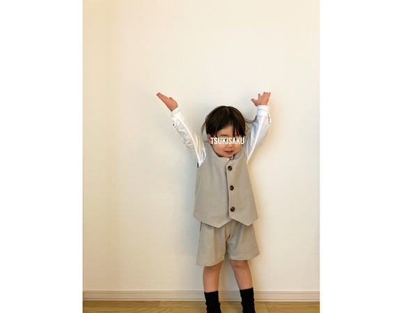 2色展開｜オールシーズン着られる｜コットンリネンの子供服セットアップ｜キッズスーツ｜フォーマルベビー服【送料無料】 11枚目の画像