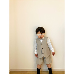 2色展開｜オールシーズン着られる｜コットンリネンの子供服セットアップ｜キッズスーツ｜フォーマルベビー服【送料無料】 10枚目の画像