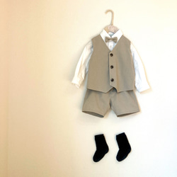 2色展開｜オールシーズン着られる｜コットンリネンの子供服セットアップ｜キッズスーツ｜フォーマルベビー服【送料無料】 1枚目の画像