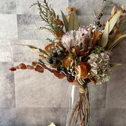 ドライフラワーブーケ プロテアのアンティークブーケ 花束 スワッグ 開店祝い インテリア ウエルカムスペース お祝い 11枚目の画像