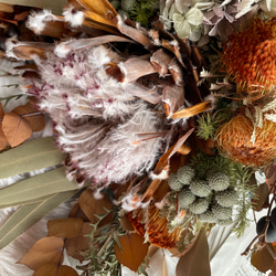 ドライフラワーブーケ プロテアのアンティークブーケ 花束 スワッグ 開店祝い インテリア ウエルカムスペース お祝い 6枚目の画像