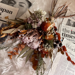 ドライフラワーブーケ プロテアのアンティークブーケ 花束 スワッグ 開店祝い インテリア ウエルカムスペース お祝い 18枚目の画像