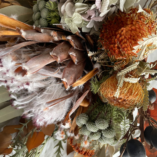 クリスマスアンティークカードキャンドル付ドライフラワーブーケ3