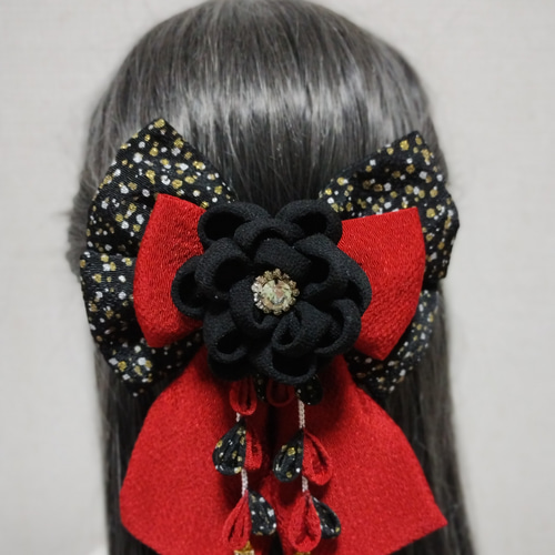 髪飾り 髪飾り黒 髪飾りえんじ リボン黒 ハイカラさんリボン 卒園式  