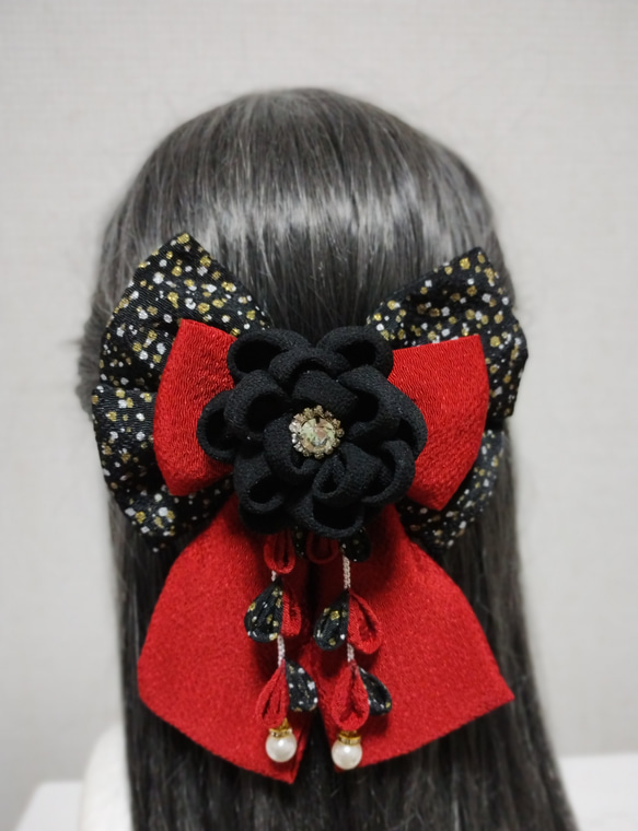 髪飾り 髪飾り黒 髪飾りえんじ リボン黒 ハイカラさんリボン 卒園式  
