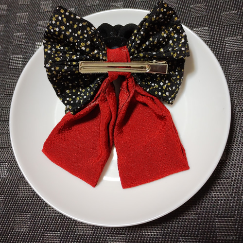 髪飾り 髪飾り黒 髪飾りえんじ リボン黒 ハイカラさんリボン 卒園式  