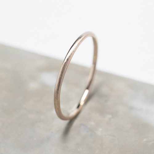 つや消し K18PGピンクゴールドプレーンリング 1.2mm幅 マット｜K18PG