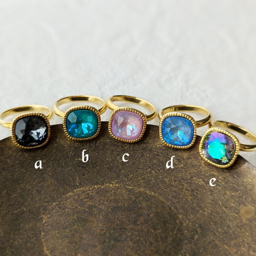 スワロフスキー スクエア ソリティア リング Square Swarovski rings 》スクエア スワロフスキー リング 指輪