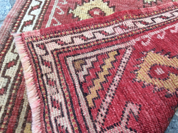 手織りトルコ絨毯 74x47cm ヴィンテージ ラグ 6枚目の画像