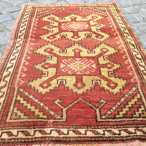 手織りトルコ絨毯 74x47cm ヴィンテージ ラグ カーペット・絨毯・ラグ