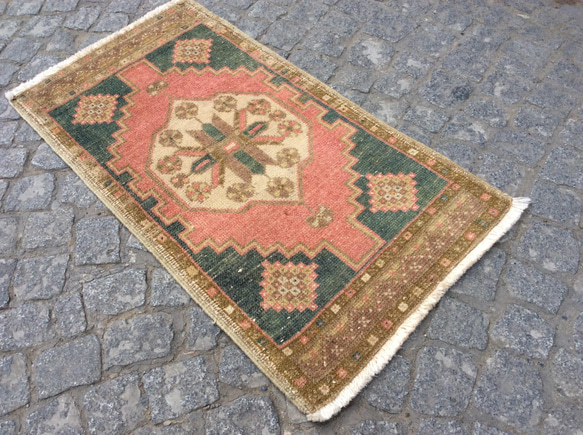 手織りトルコ絨毯 95x51cm ヴィンテージ ラグ 8枚目の画像