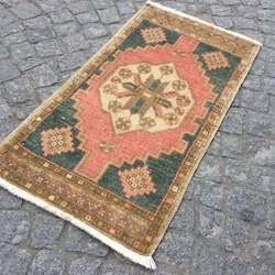 手織りトルコ絨毯 95x51cm ヴィンテージ ラグ 2枚目の画像