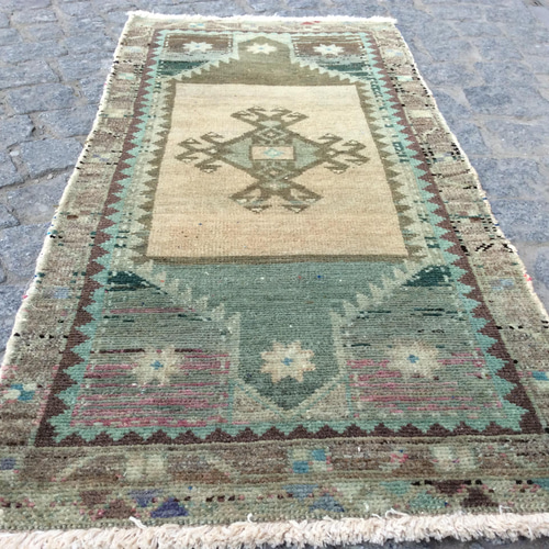 トルコ絨毯 手織りインディゴラグ トルコ絨毯 約60cm x 90cm｜SATHI RUGS