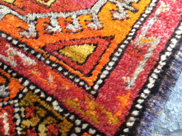 手織りトルコ絨毯 91x49cm ヴィンテージ ラグ 4枚目の画像