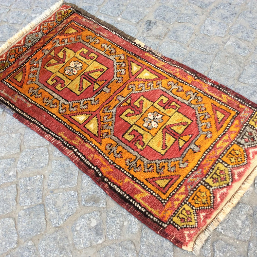 手織りトルコ絨毯 91x49cm ヴィンテージ ラグ カーペット・絨毯 手織りトルコ絨毯 91x49cm ヴィンテージ ラグ カーペット・絨毯
