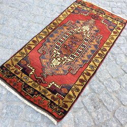 手織りトルコ絨毯 100x50cm ヴィンテージ ラグ 2枚目の画像