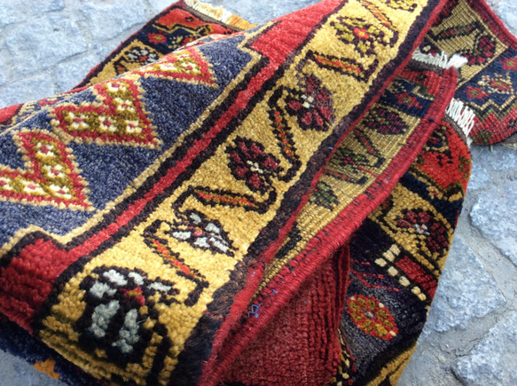 手織りトルコ絨毯 100x50cm ヴィンテージ ラグ 7枚目の画像