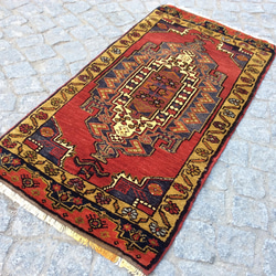 手織りトルコ絨毯 100x50cm ヴィンテージ ラグ 9枚目の画像