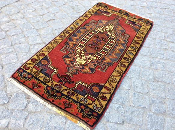 手織りトルコ絨毯 100x50cm ヴィンテージ ラグ 9枚目の画像