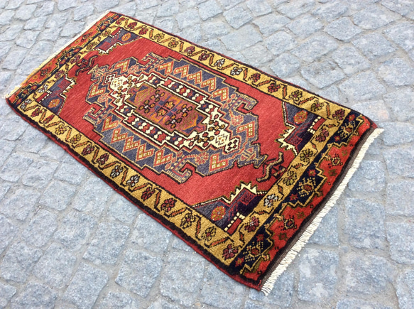 手織りトルコ絨毯 100x50cm ヴィンテージ ラグ 8枚目の画像