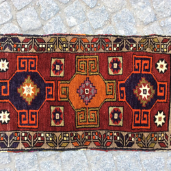 手織りトルコ絨毯 80x44cm ヴィンテージ ラグ 3枚目の画像